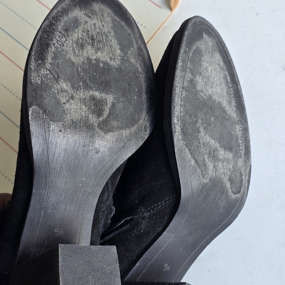 Anthropologie Sam Edelman Suede Ankle Boots 9.5M Myra Women Black Block Heel - Picture 11 of 16